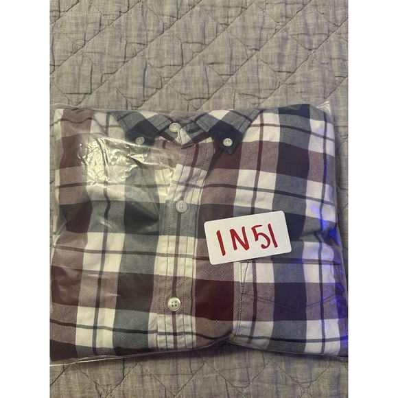 Bonobos Slim Fit Plaid Button Down Shirt Men L Burgundy Navy Business Casual - Picture 8 of 8